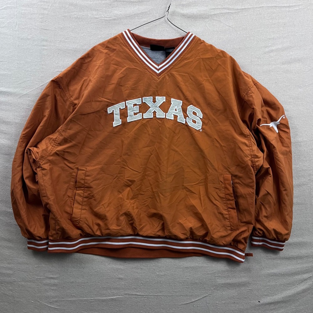 Team Athletics Texas Longhorns V-Neck Windbreaker Pullover Burnt Orange Mens XXL